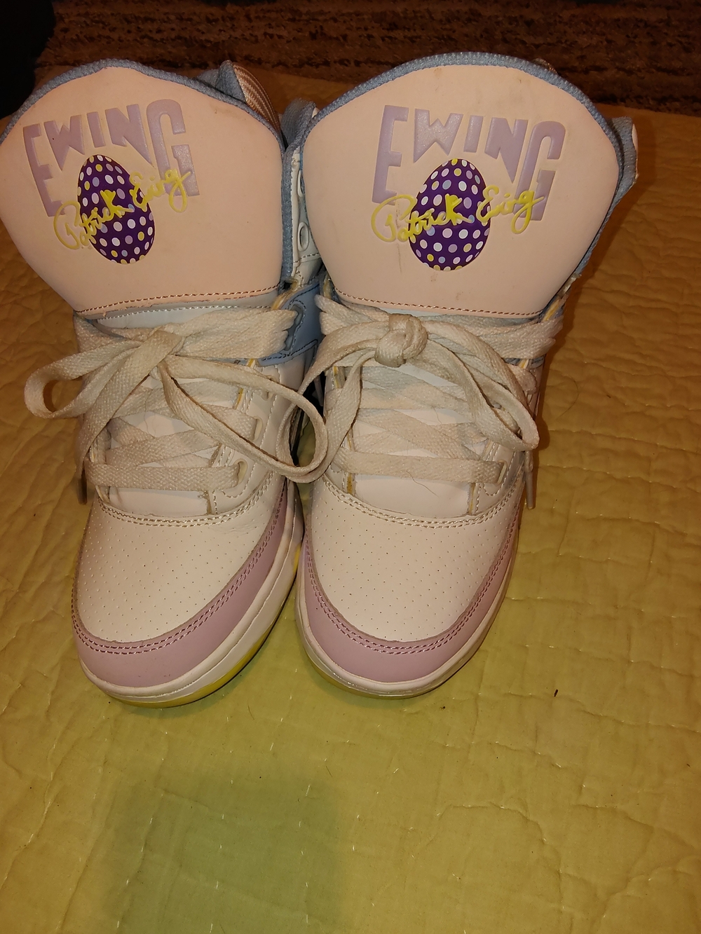 EWING Women’s High-Top Athletic Sneakers in White and Light Pink
